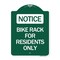 Signmission Designer Series Bike Rack for Residents Only, Green & White Aluminum Sign, 18" x 24", GW-1824-24307 A-DES-GW-1824-24307 - alternate 1
